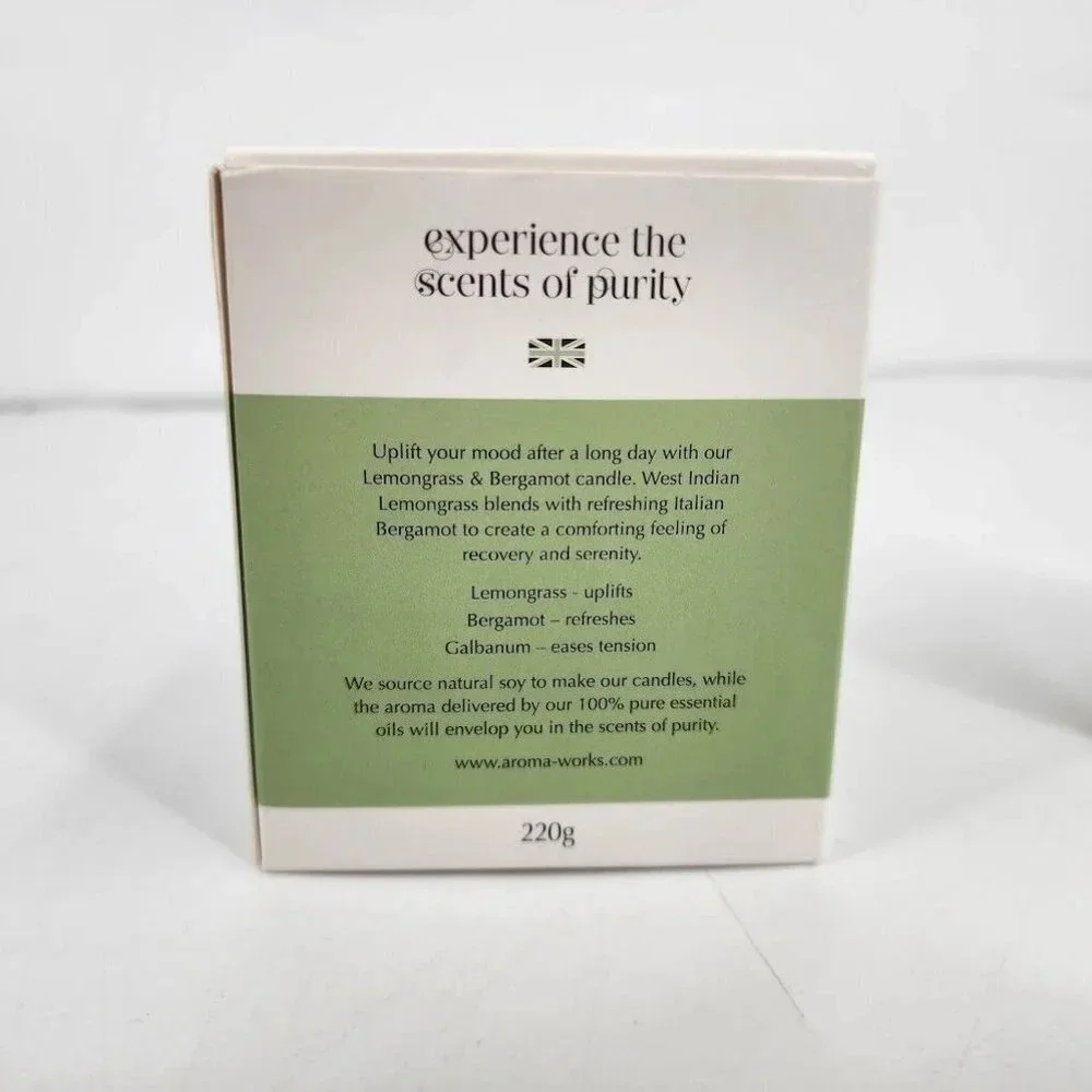 AromaWorks Lemongrass‎ & Bergamot Natural Fragrance 7.75 oz Essential Oil Candle